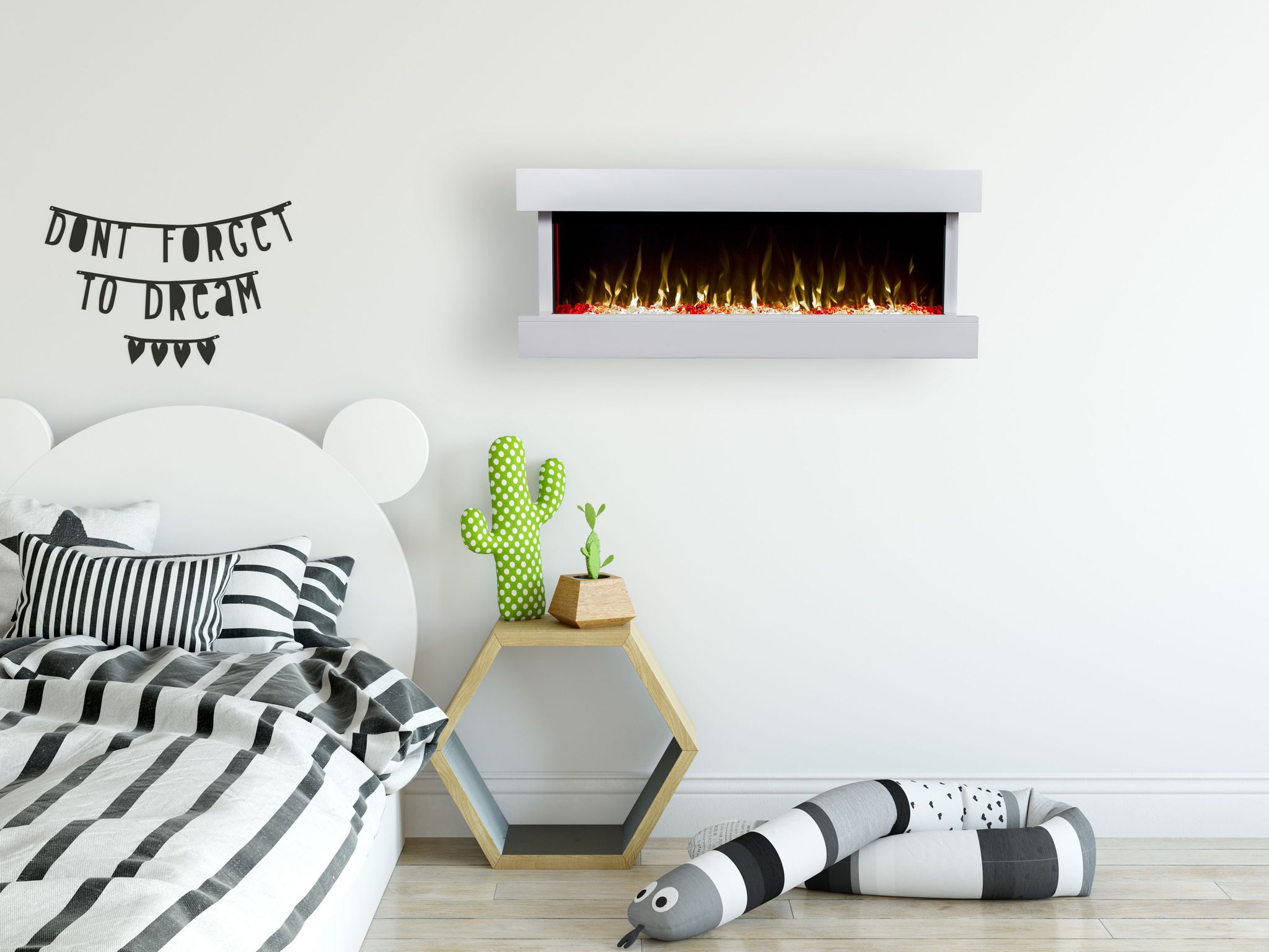 DecHome Caminetto Elettrico da Parete a 11 Colori con Spegnimento  Automatico e Timer 12h 98x27x54.5 cm colore Bianco - 867DHWT